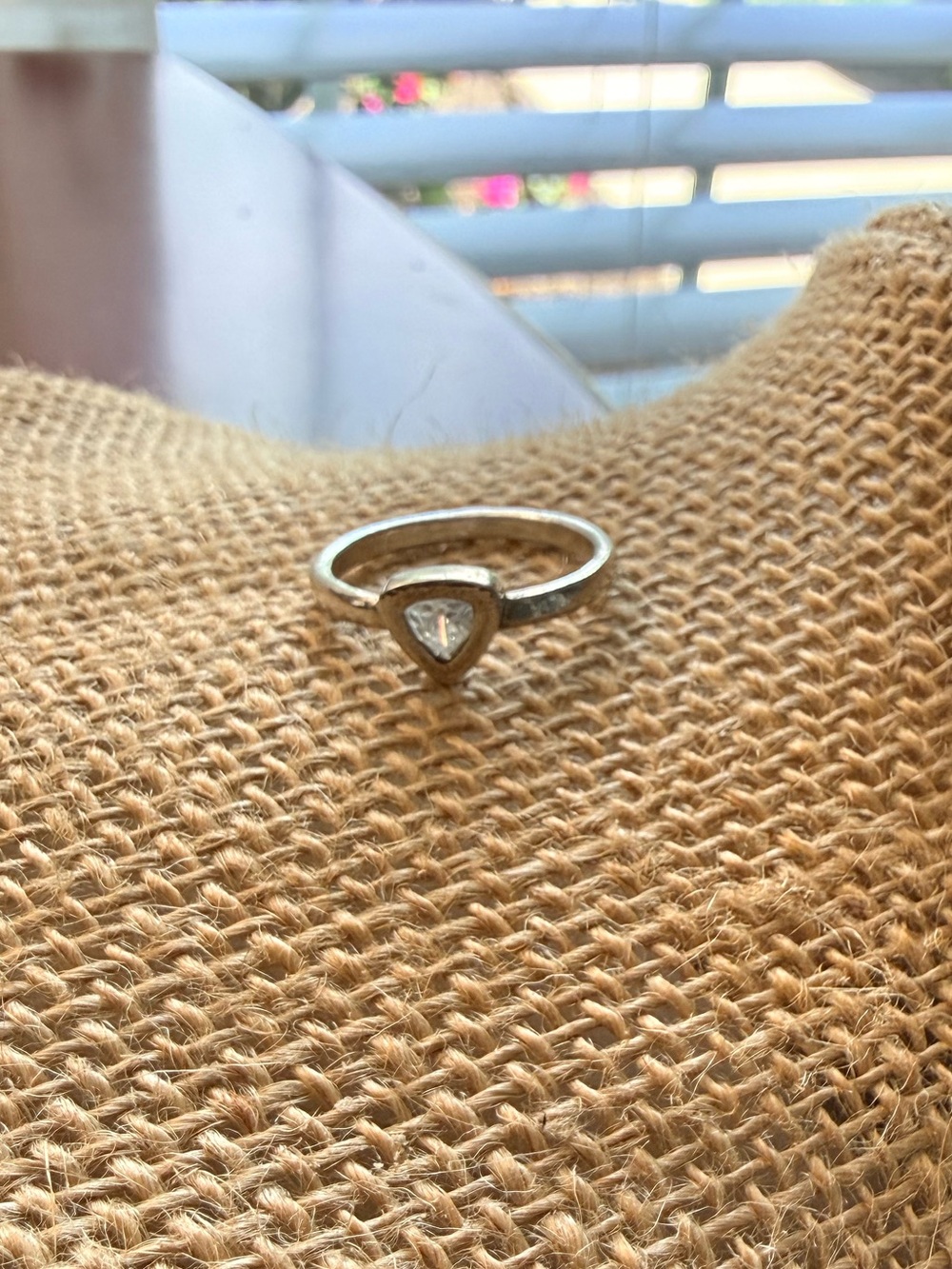 Silpada Silver Triangle Halo Ring with Clear Stone